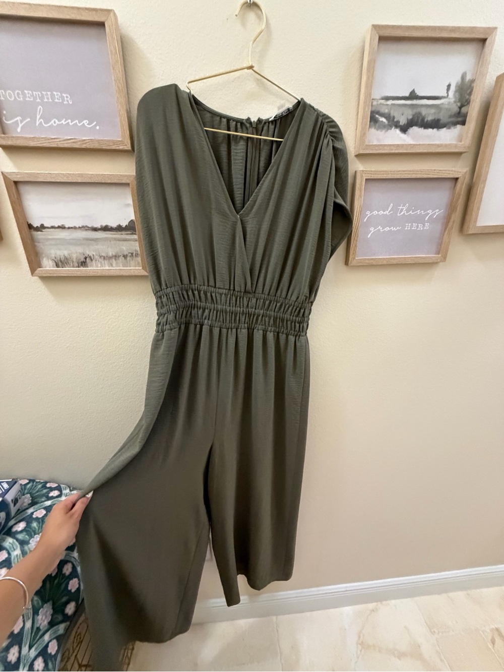 Calvin Klein Olive Green Wide-Leg Jumpsuit